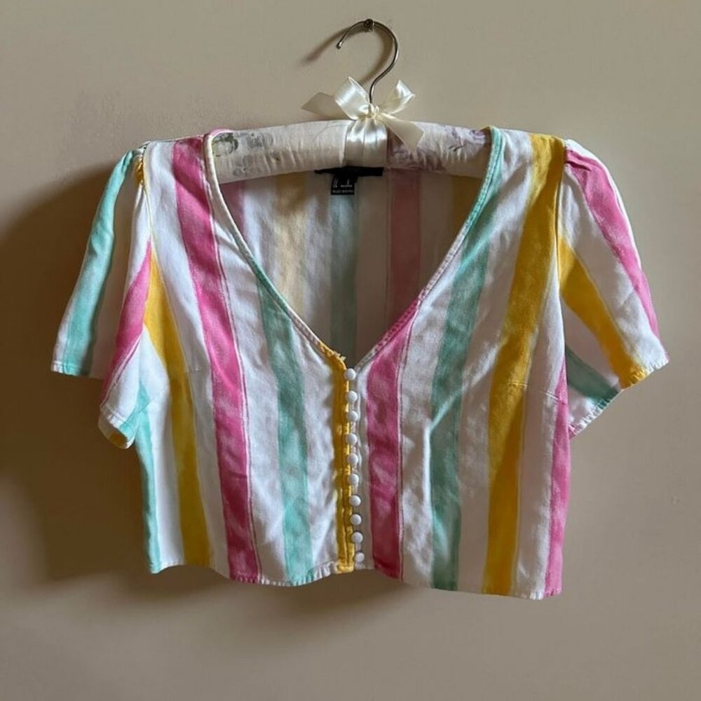 Striped 80s 90s Crop Top Size Small